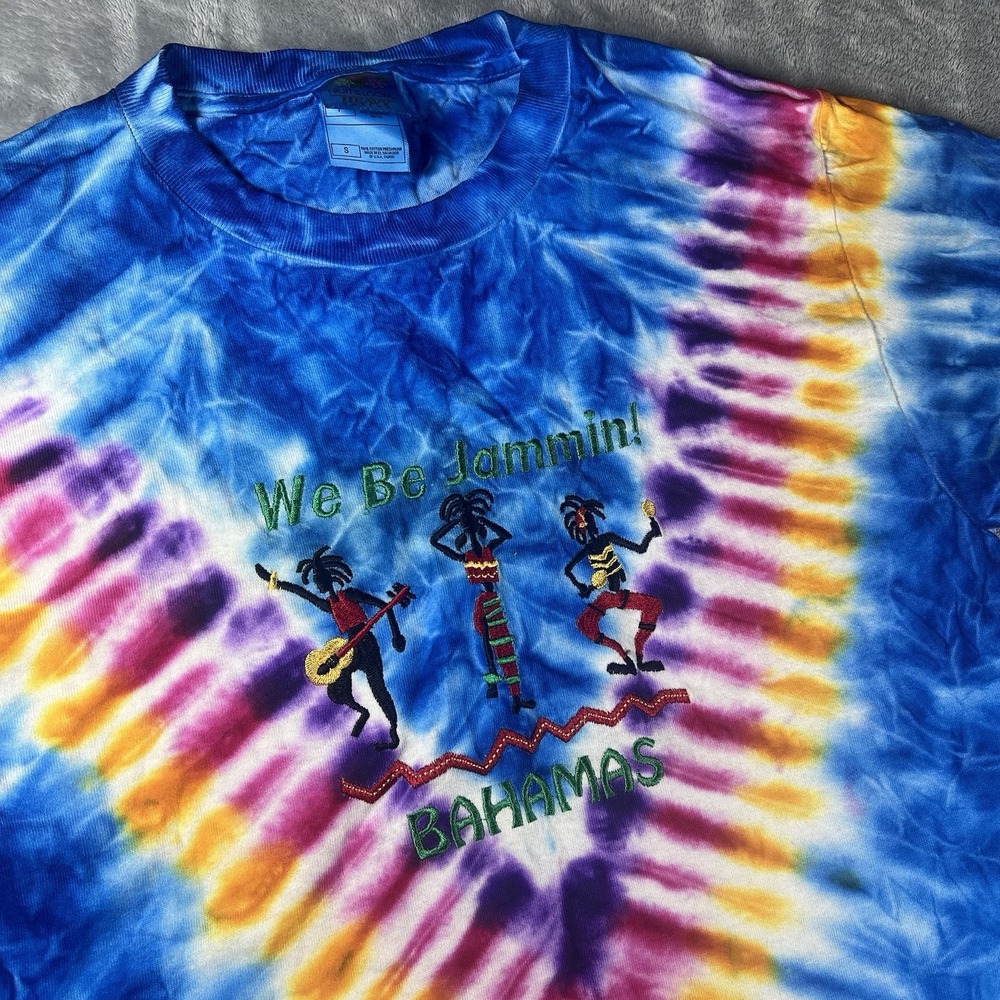 Vintage Bahamas‎ Small Tie Dye Blue Orange Pink Purple WE BE JAMMIN TShirt
